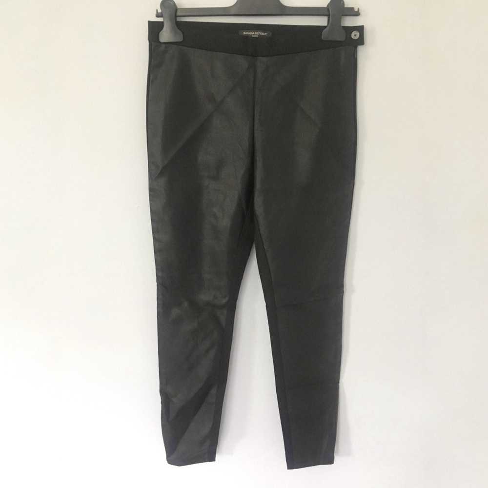 Banana republic // nwt black Sloan fit leather front legging pant size 4 PAT